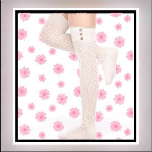 Beige cozy long socks
